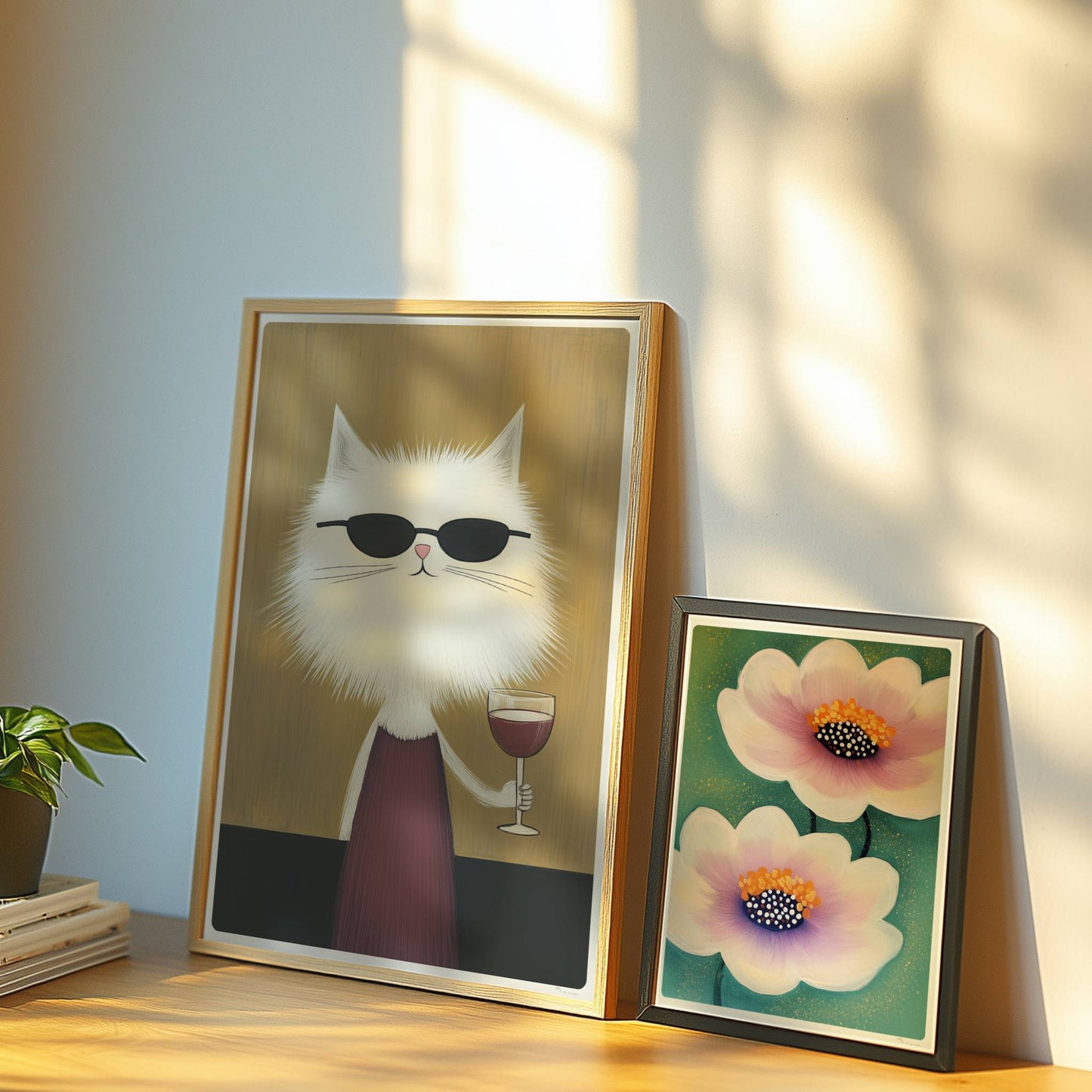 Funny cats with Drinks - Framed Poster