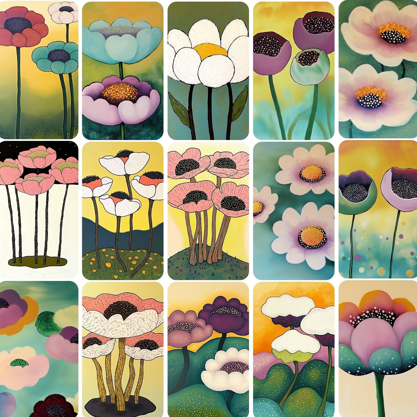Bunte Poster mit Blumen Motiven