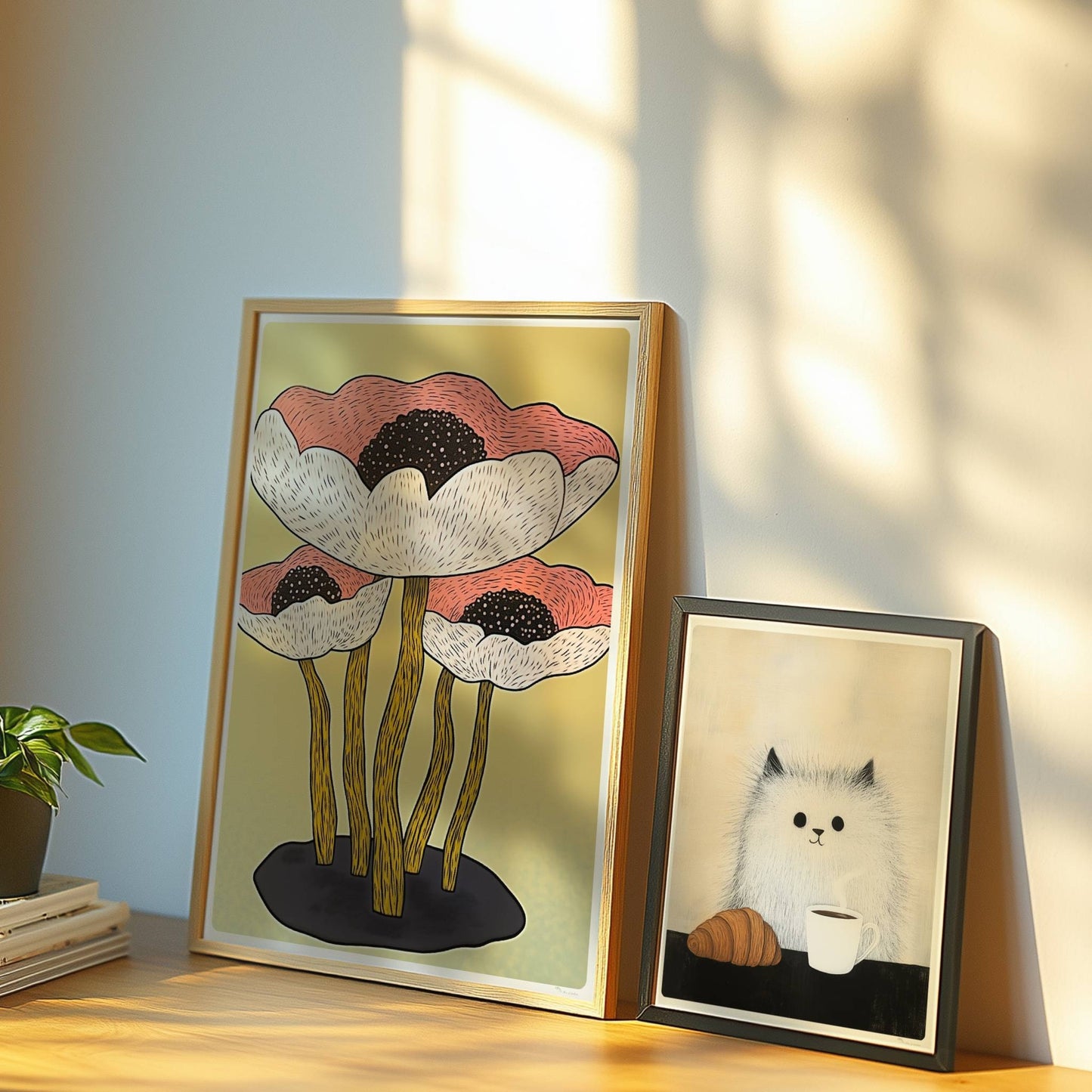 Fantasie Blumen Bilder. Poster mit Rahmen