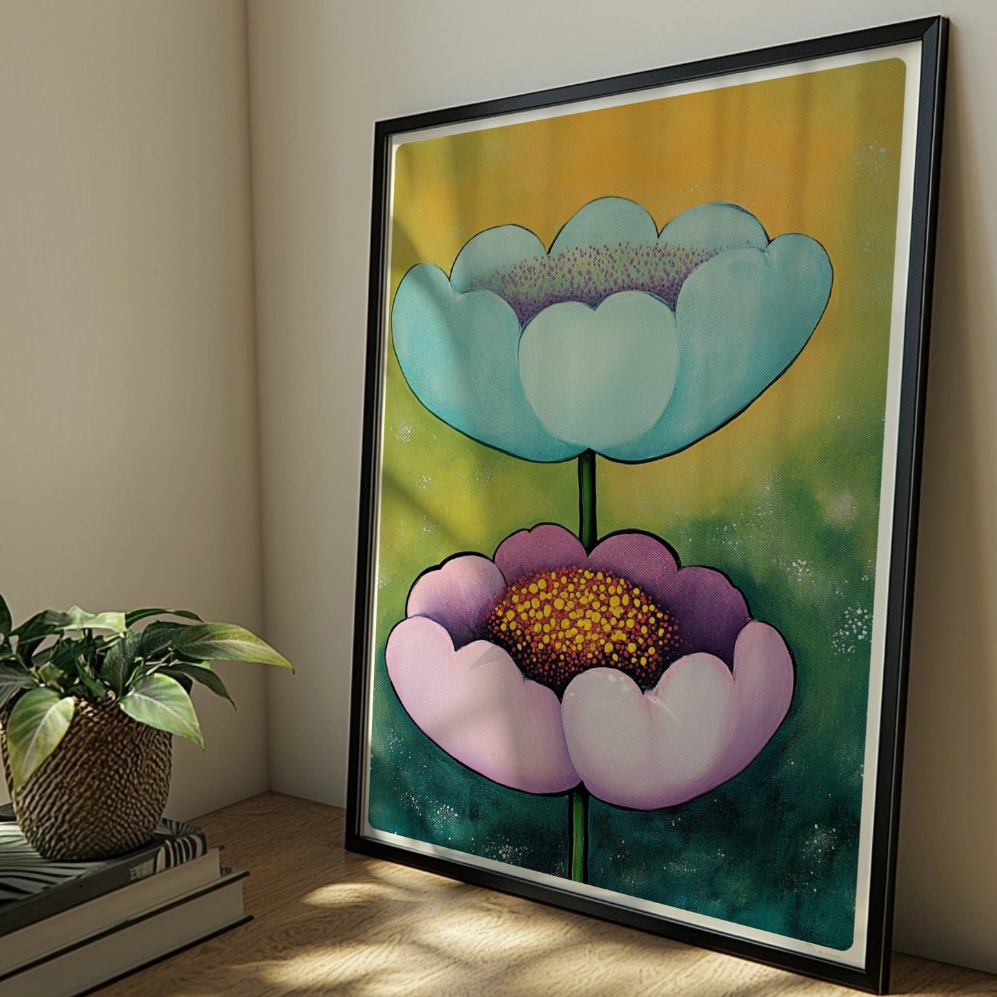 Pärchen Poster mit zwei Blumen