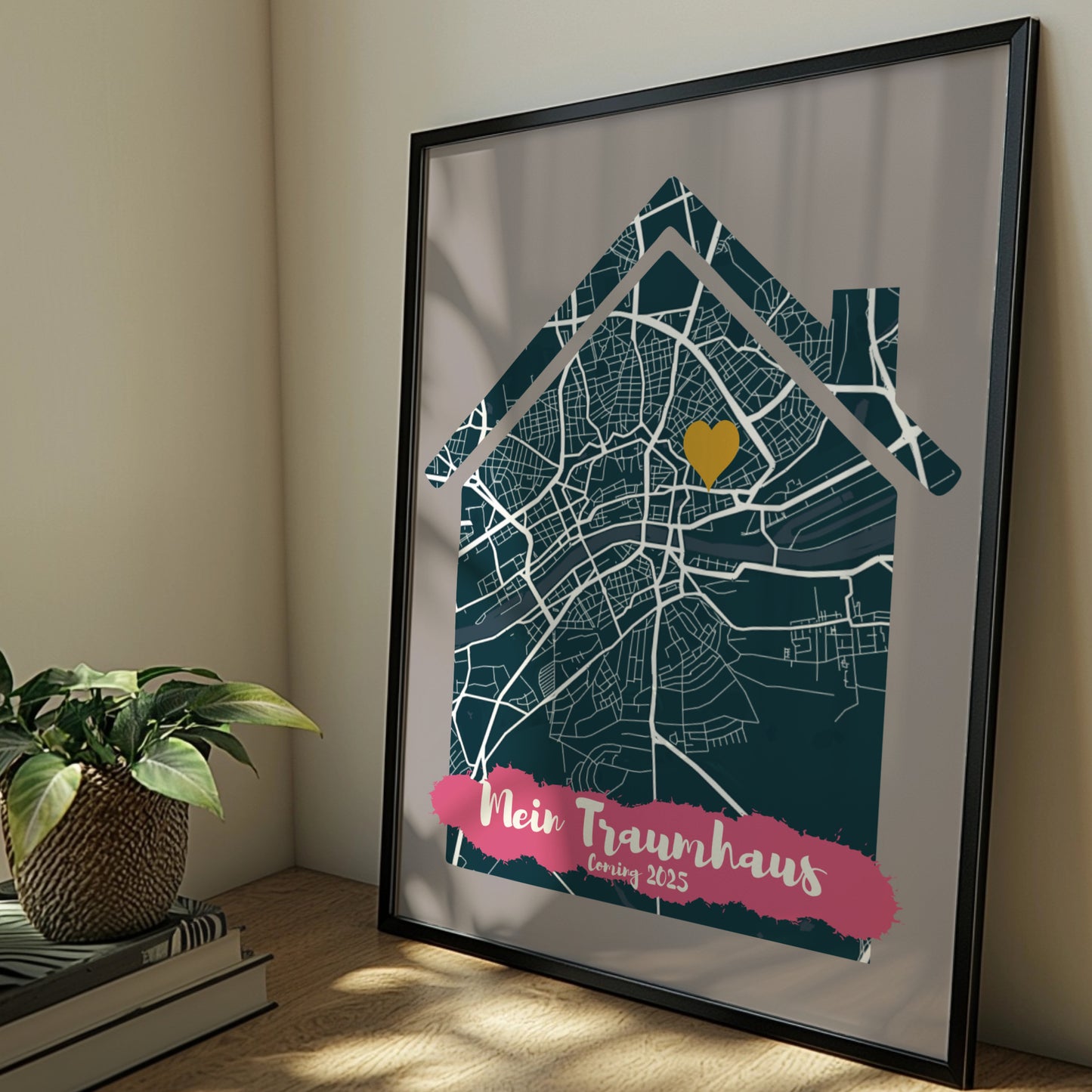 Mein Traumhaus Poster mit Stadtkarte Personalisiert