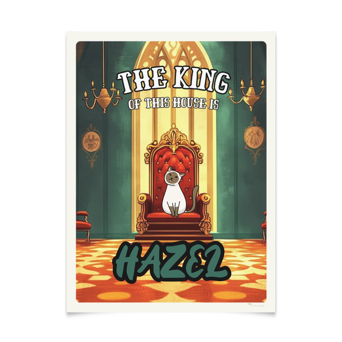 The Kind or Queen of the House - Personalized Cat Poster with Illustration