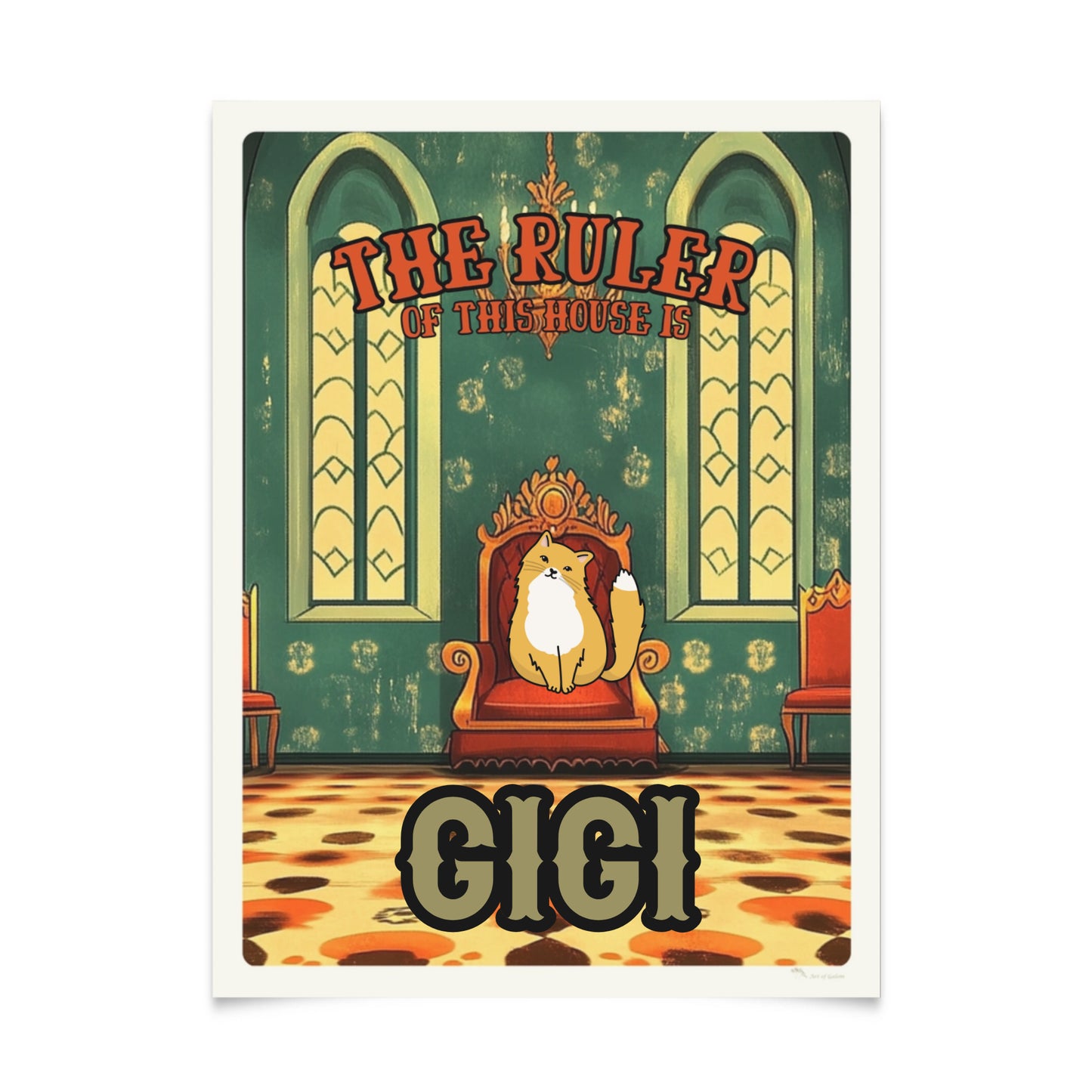 The Kind or Queen of the House - Personalized Cat Poster with Illustration