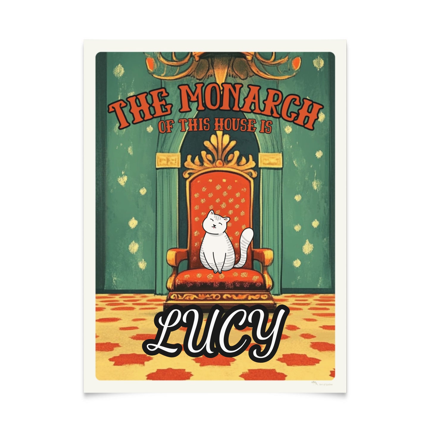 The Kind or Queen of the House - Personalized Cat Poster with Illustration