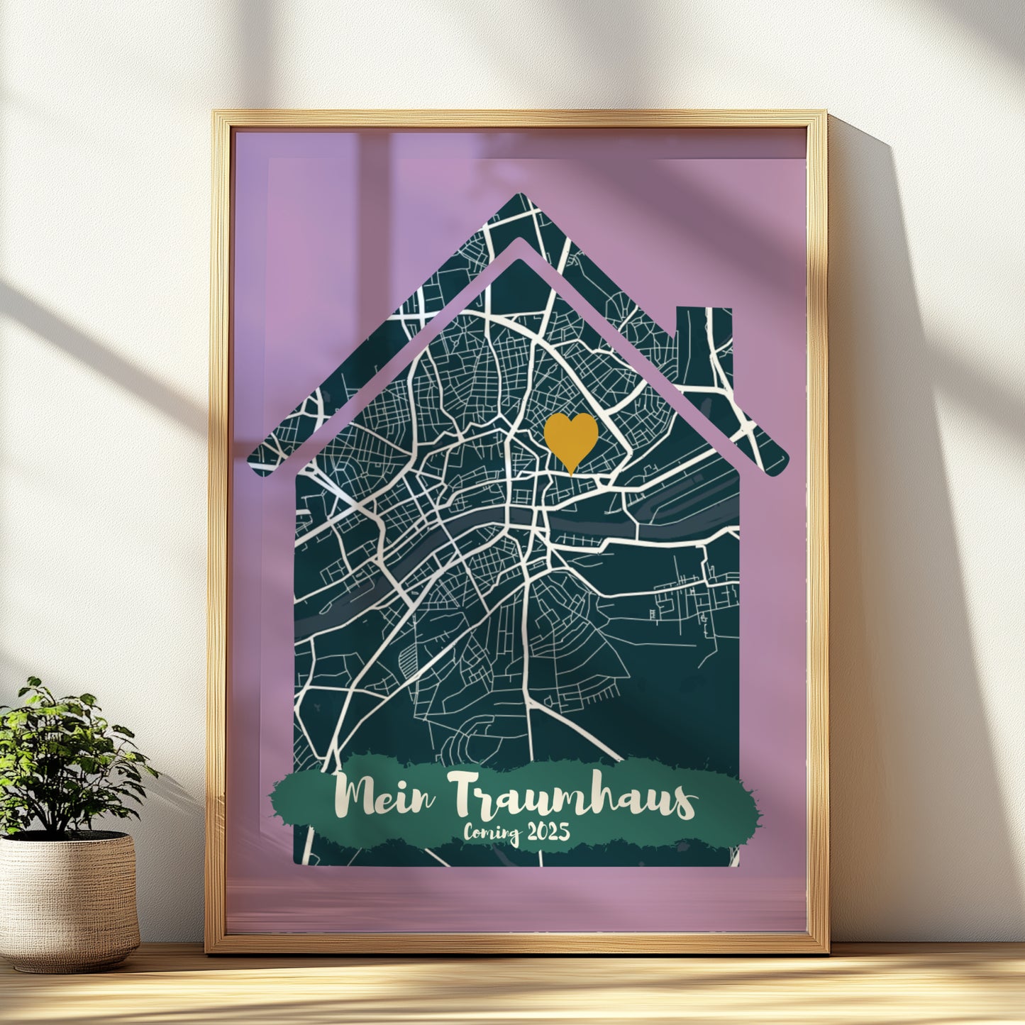Zuhause Poster Personalisiert mit Karte und Stadt nach Auswahl, Farben und Texte sind persönlich wählbar