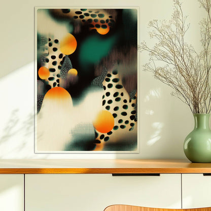 Biomorphe parametrische Polka-Kunst, abstrakte Punkte und geschwungene Linien. Ohne Rahmen 50x70