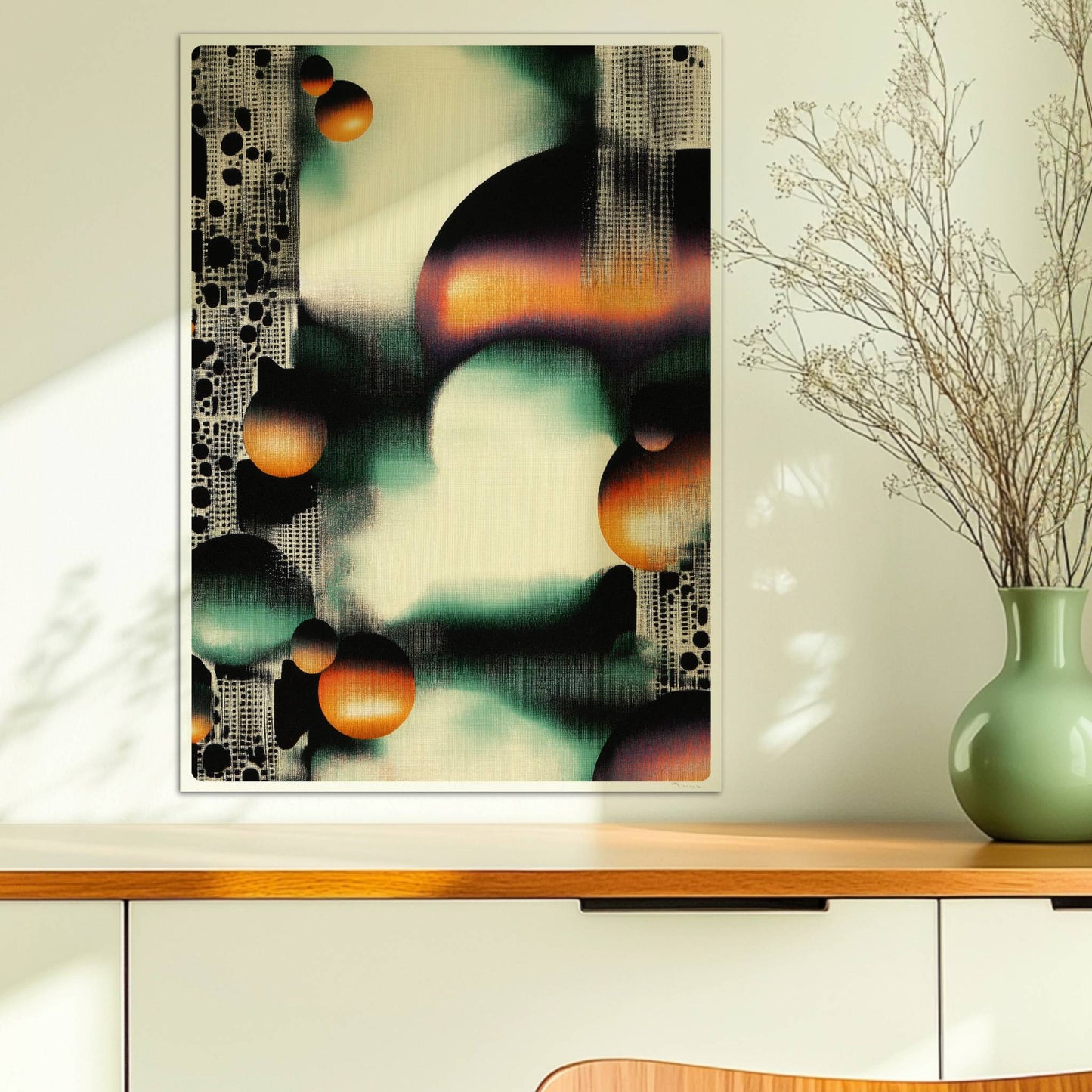 Parametrisches Polka-Dot-Grid, grafische Punkte in geometrischer Anordnung. Ohne Rahmen 50x70