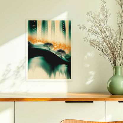 Futuristische urbane Oasenlandschaft, moderne Stadtansicht mit organischen Elementen. Ohne Rahmen 30x40