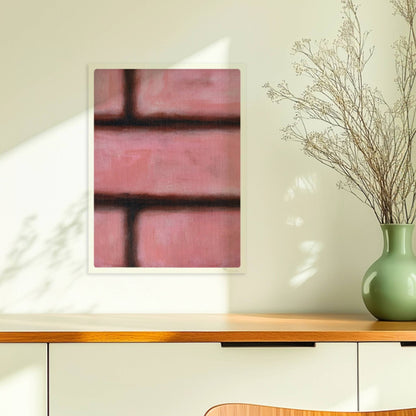 Rosafarbene Ziegelwand mit weichen Kanten und künstlerischem Flair.. Ohne Rahmen 30x40