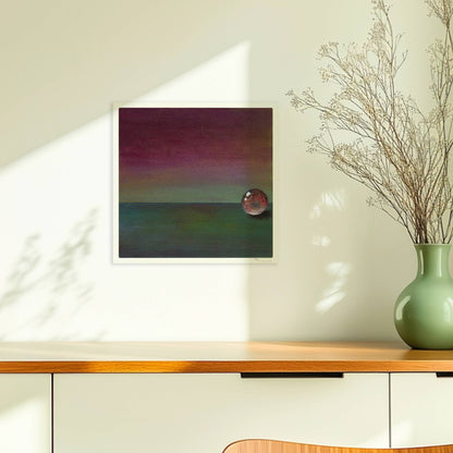 Stimmungsvolle Glaskugel mit Farbverlauf in Grün und Violett.. Ohne Rahmen 30x30