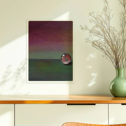 Stimmungsvolle Glaskugel mit Farbverlauf in Grün und Violett.. Ohne Rahmen 30x40