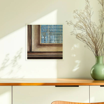 Fensterrahmen mit Ausblick – minimalistische Innenkunst mit ruhiger Stimmung.. Ohne Rahmen 30x30