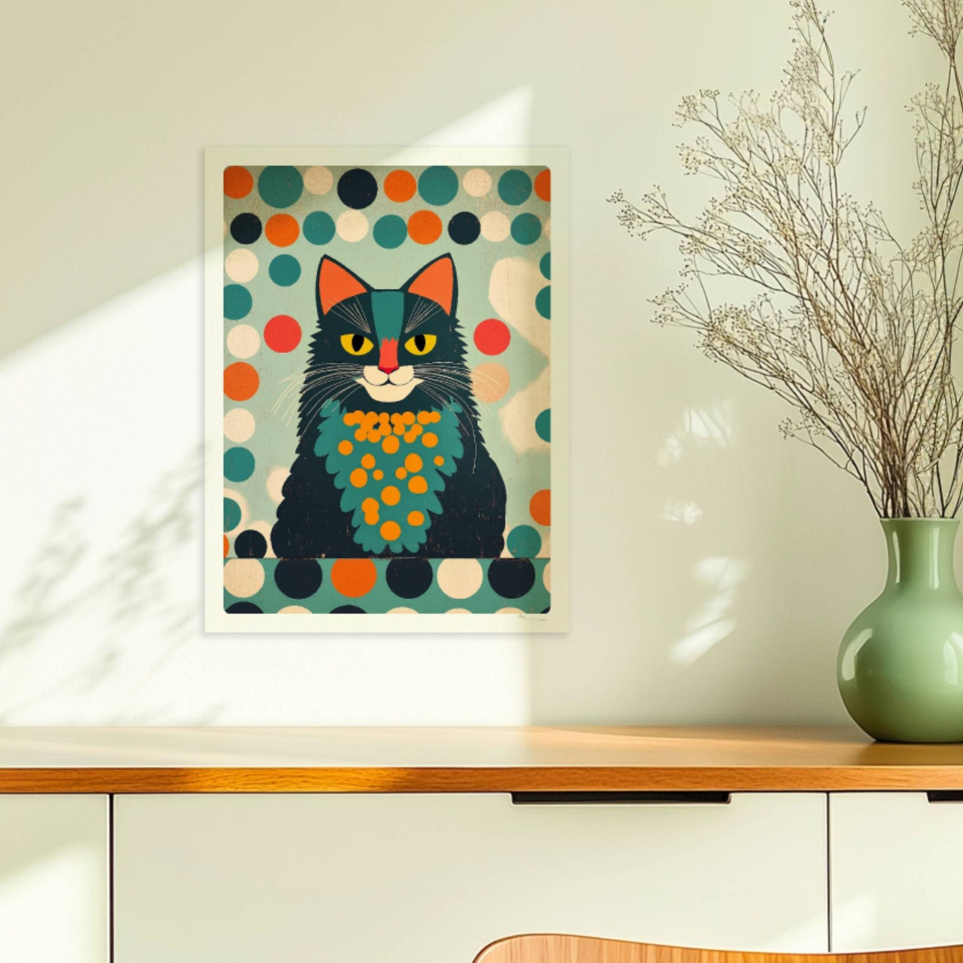 Schwarzer Kater mit charismatischem Ausdruck – markante Katzenkunst.. Ohne Rahmen 30x40