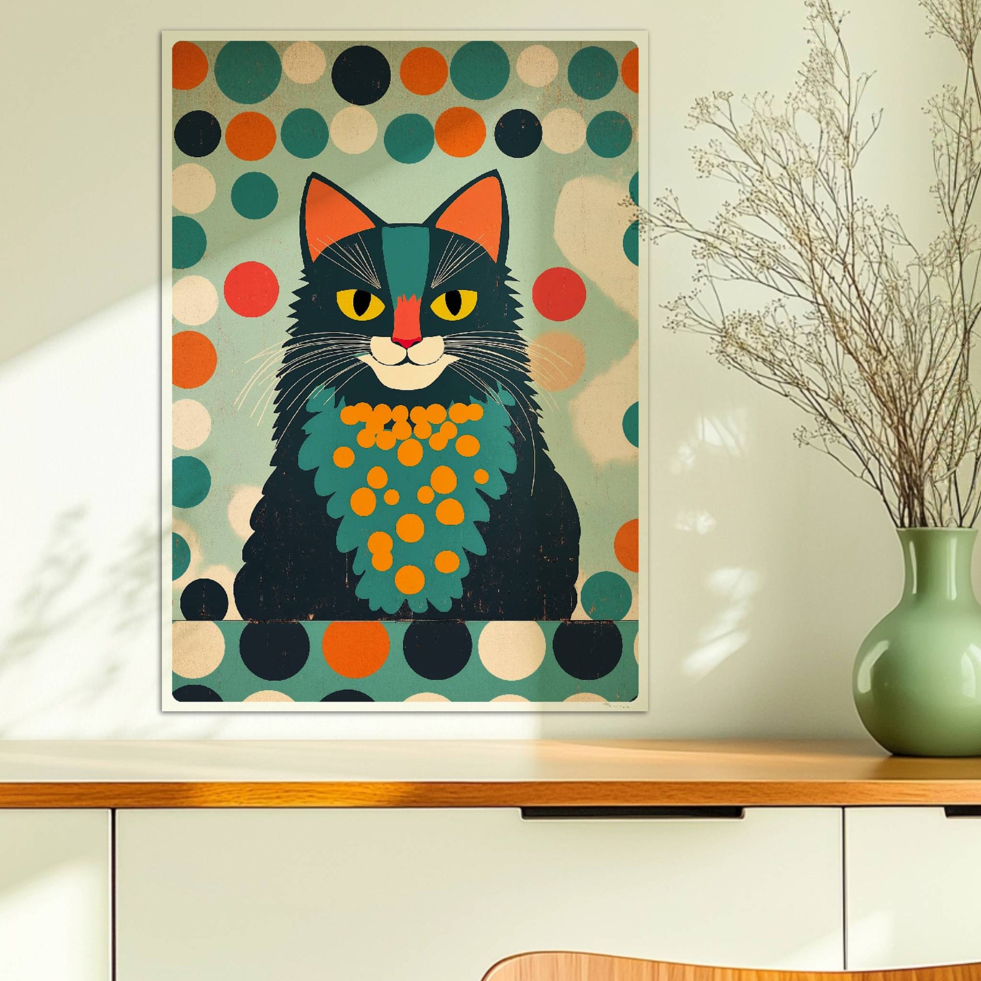 Schwarzer Kater mit charismatischem Ausdruck – markante Katzenkunst.. Ohne Rahmen 50x70