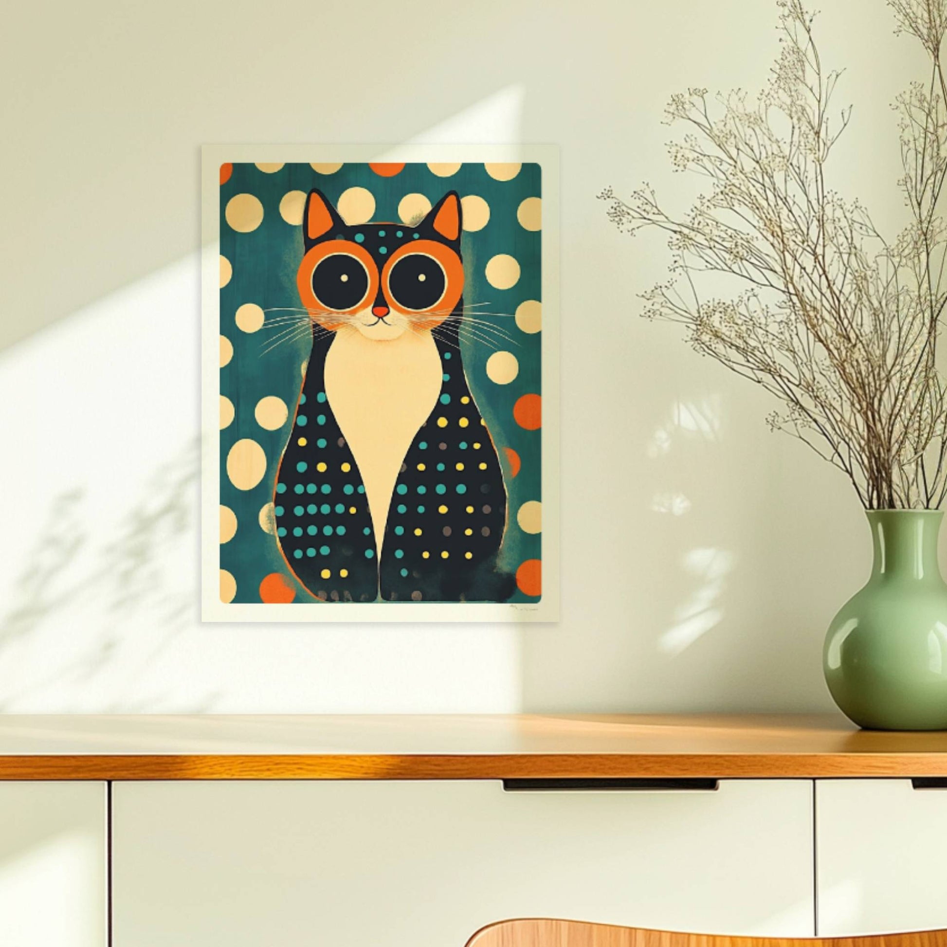 Katze mit Hypnose-Augen – faszinierendes Katzenmotiv.. Ohne Rahmen 30x40