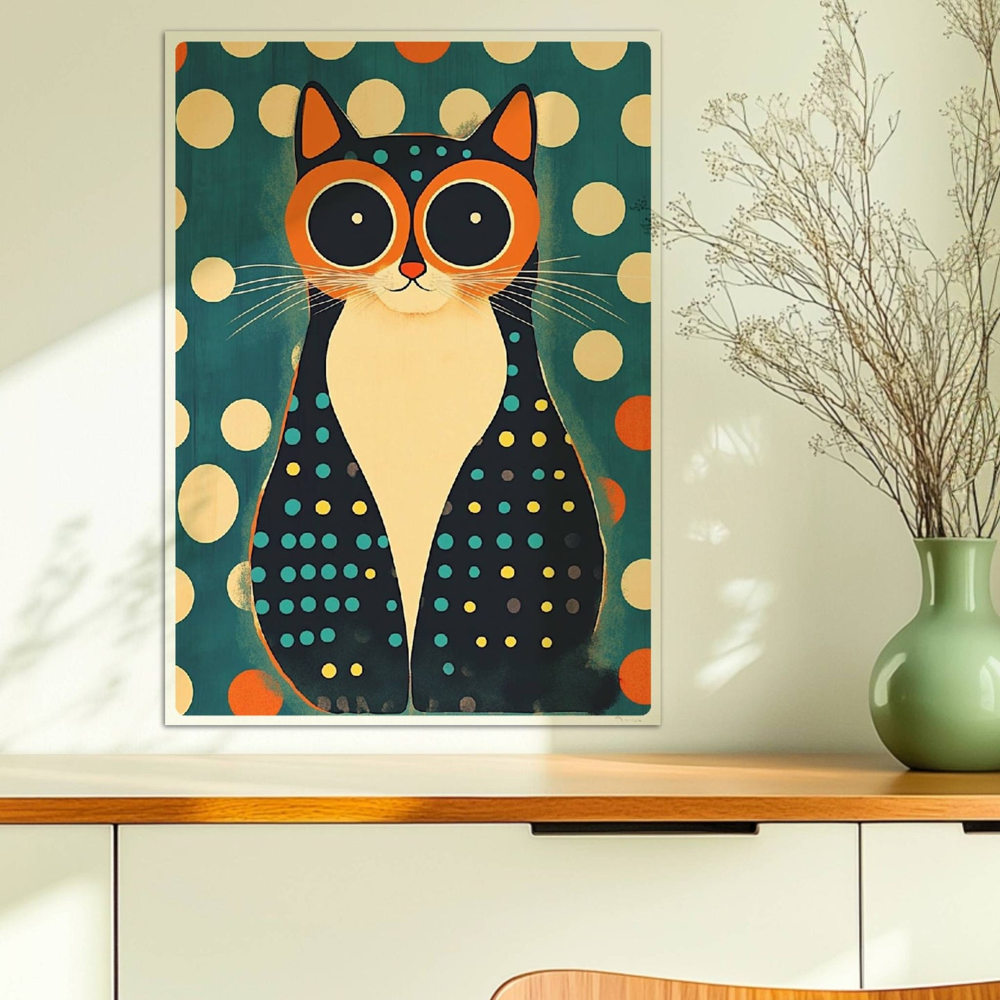 Katze mit Hypnose-Augen – faszinierendes Katzenmotiv.. Ohne Rahmen 50x70