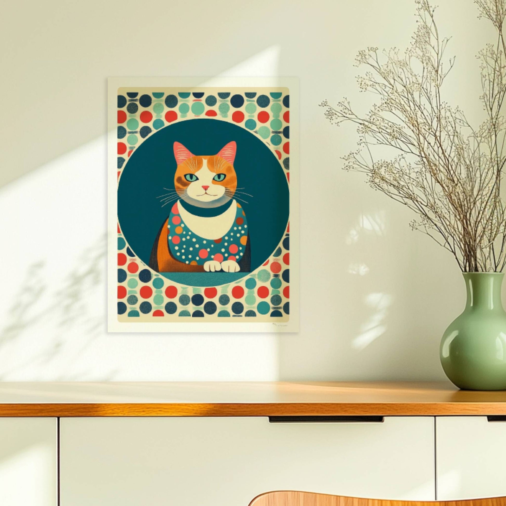 Portrait einer roten Katze mit lebendigem Ausdruck – farbenfrohe Katzendeko.. Ohne Rahmen 30x40