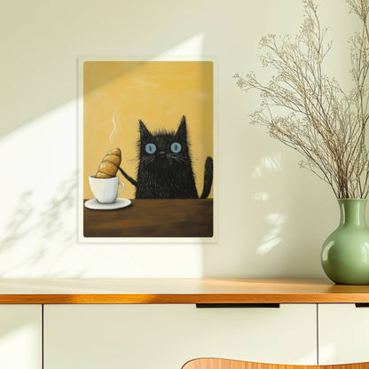 Schwarze Katze mit blauen Augen, lustiges Katzenposter.. Ohne Rahmen 30x40