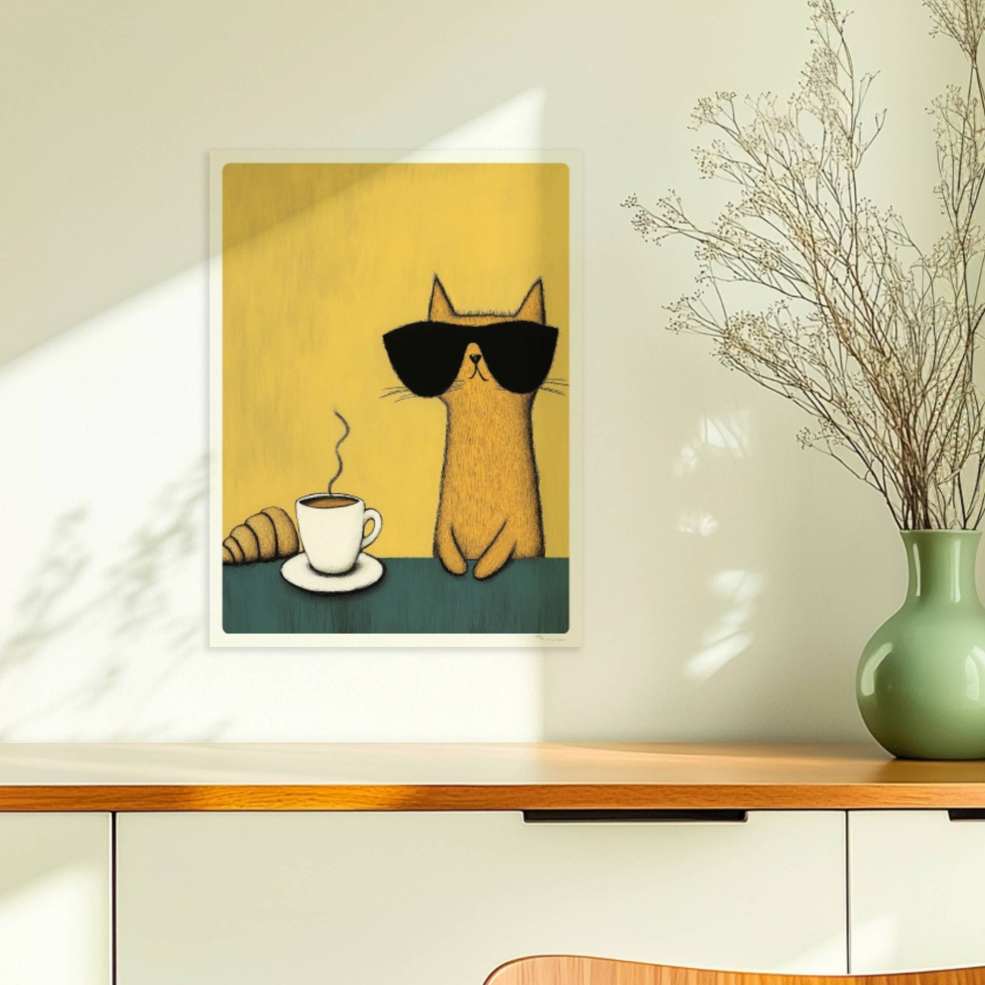 Rote Katze mit Sonnenbrille, lustiges Katzenposter.. Ohne Rahmen 30x40