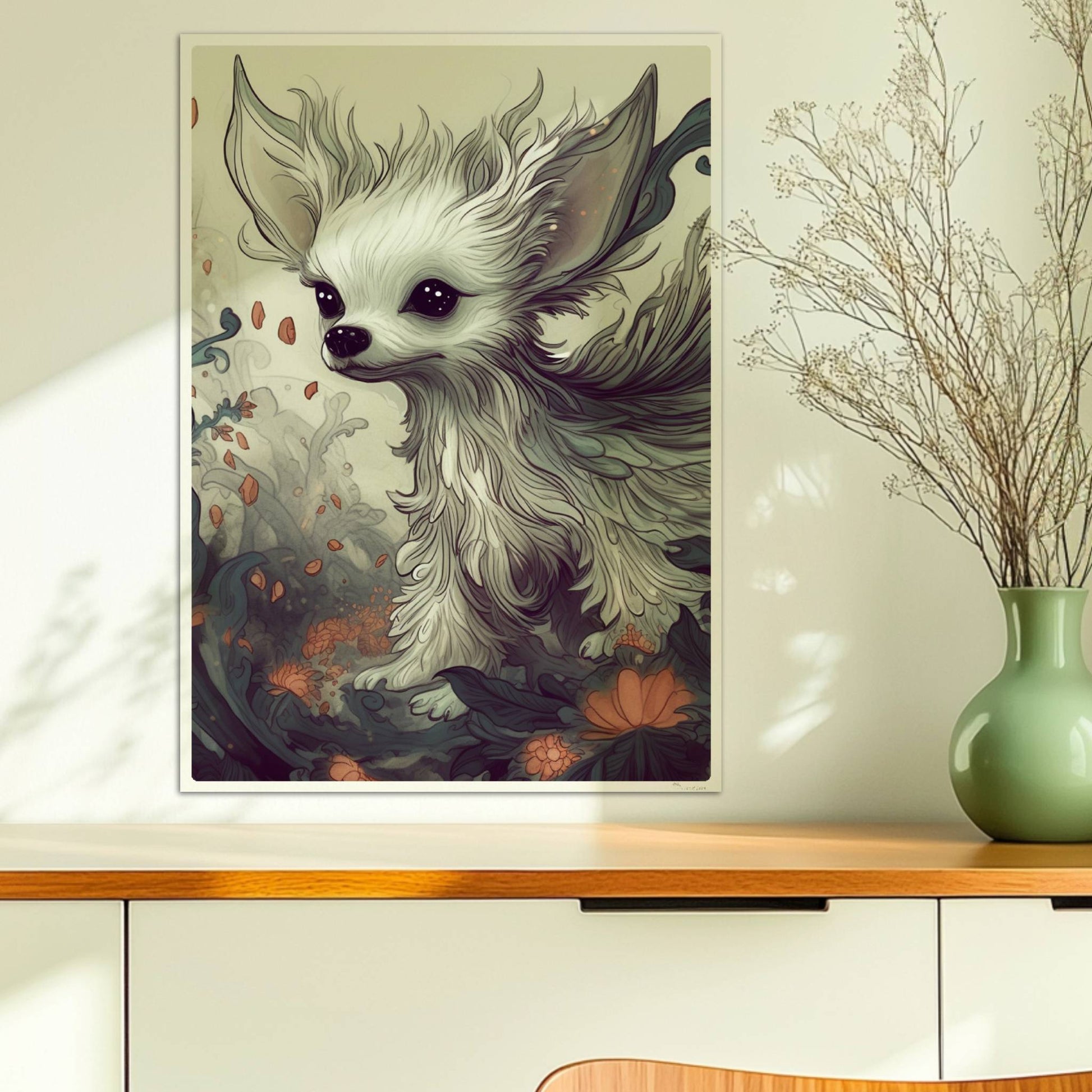 Fröhlicher Malteser mit flauschigem Fell und verspieltem Ausdruck.. Ohne Rahmen 50x70