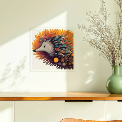 Verspielter Igel mit floralen und abstrakten Elementen.. Ohne Rahmen 30x30