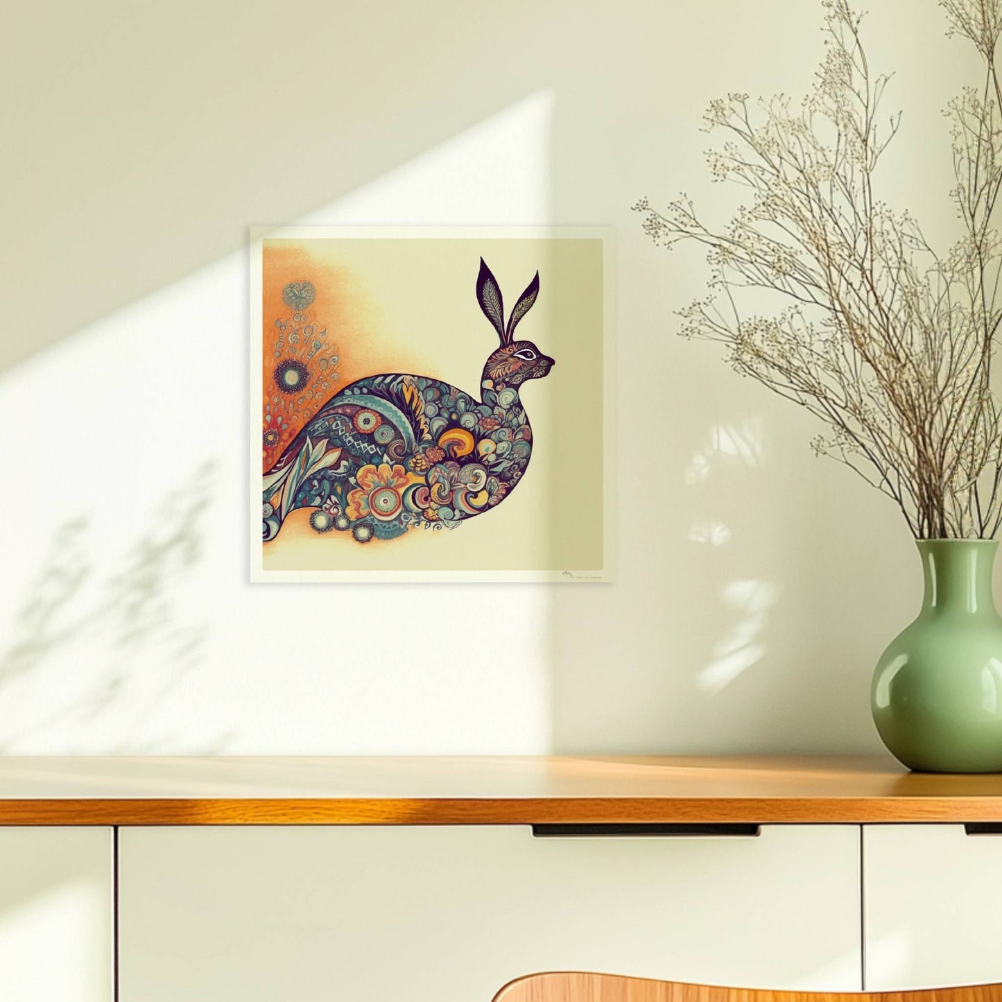 Dekorativer Hase mit Ornamenten im Körper.. Ohne Rahmen 30x30