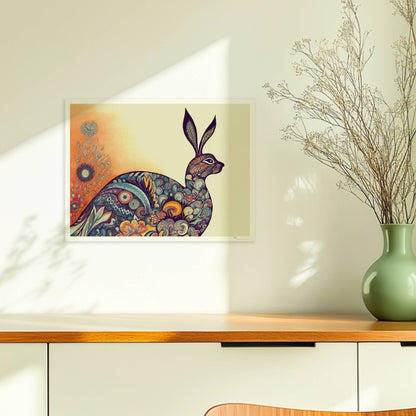 Dekorativer Hase mit Ornamenten im Körper.. Ohne Rahmen 40x30