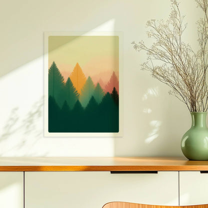 Goldene Tannen im Abendlicht, Naturmotiv Wald.. Ohne Rahmen 30x40