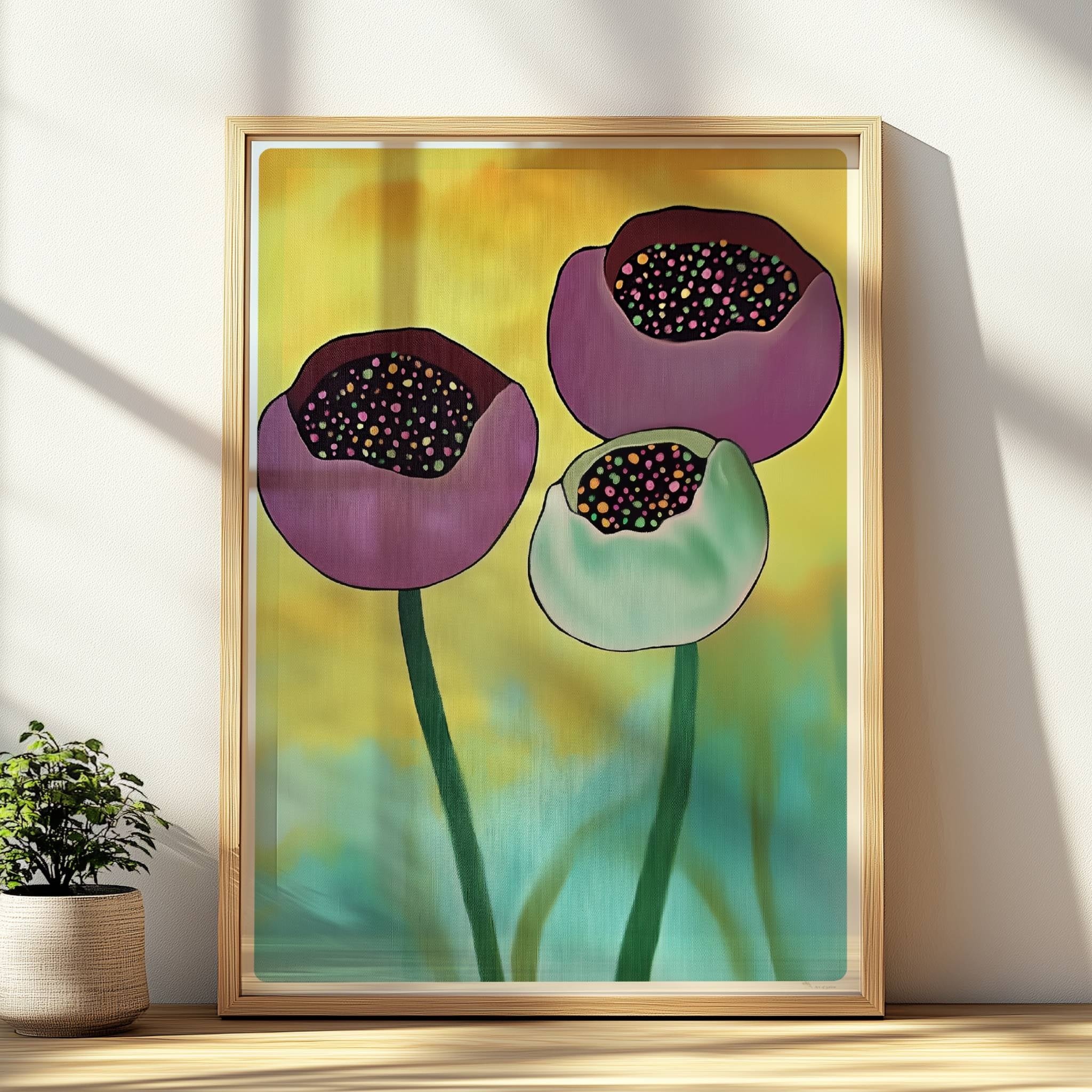 Abstrakte Blumen Poster mir Rahmen 30x40 cm