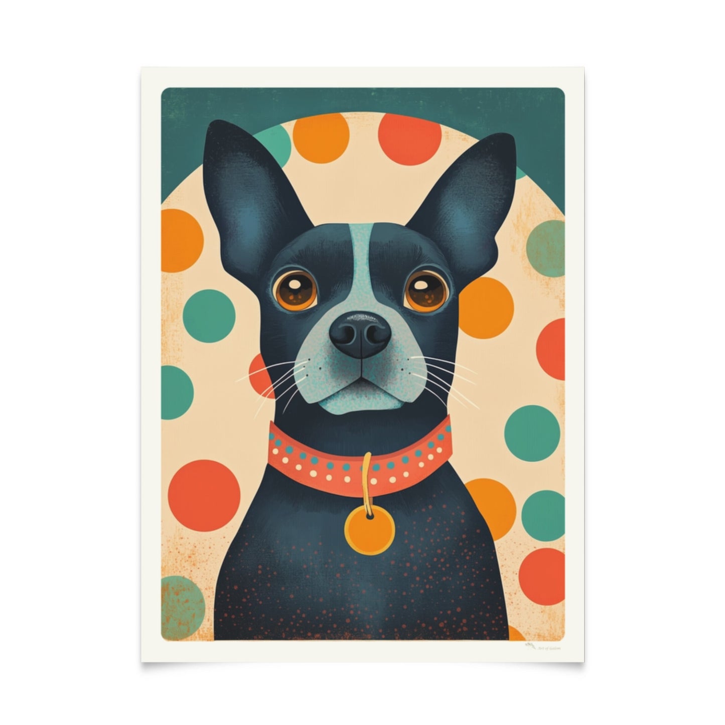 Farbenfrohe Retro-Hundeposter: Serie mit 5 Designs