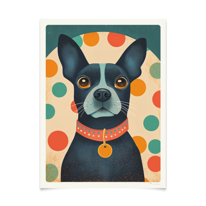 Farbenfrohe Retro-Hundeposter: Serie mit 5 Designs