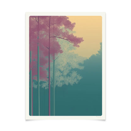 Retro-Wald-Poster mit Farbverlauf, 30 x 40