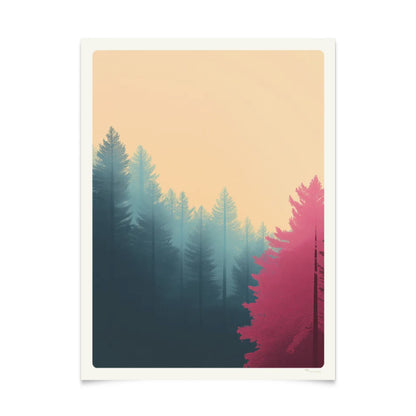 Retro-Wald-Poster mit Farbverlauf, 30 x 40