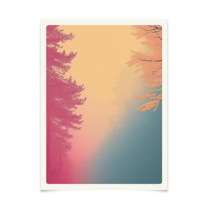 Retro-Wald-Poster mit Farbverlauf, 30 x 40